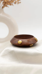 Golden Bold Stud Wooden Bangle